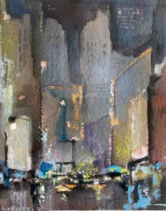 Quadro impressionista contemporaneo di Lawrence Kelsey "La nuova 42esima strada