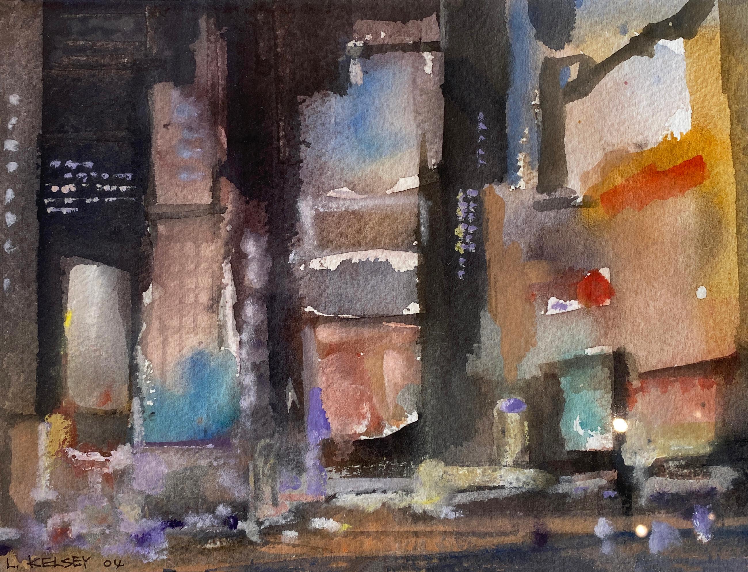 Contemporary Impressionist Painting  'Signs and Lights on Broadway'