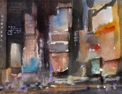 Contemporary Impressionist Painting  'Signs and Lights on Broadway'