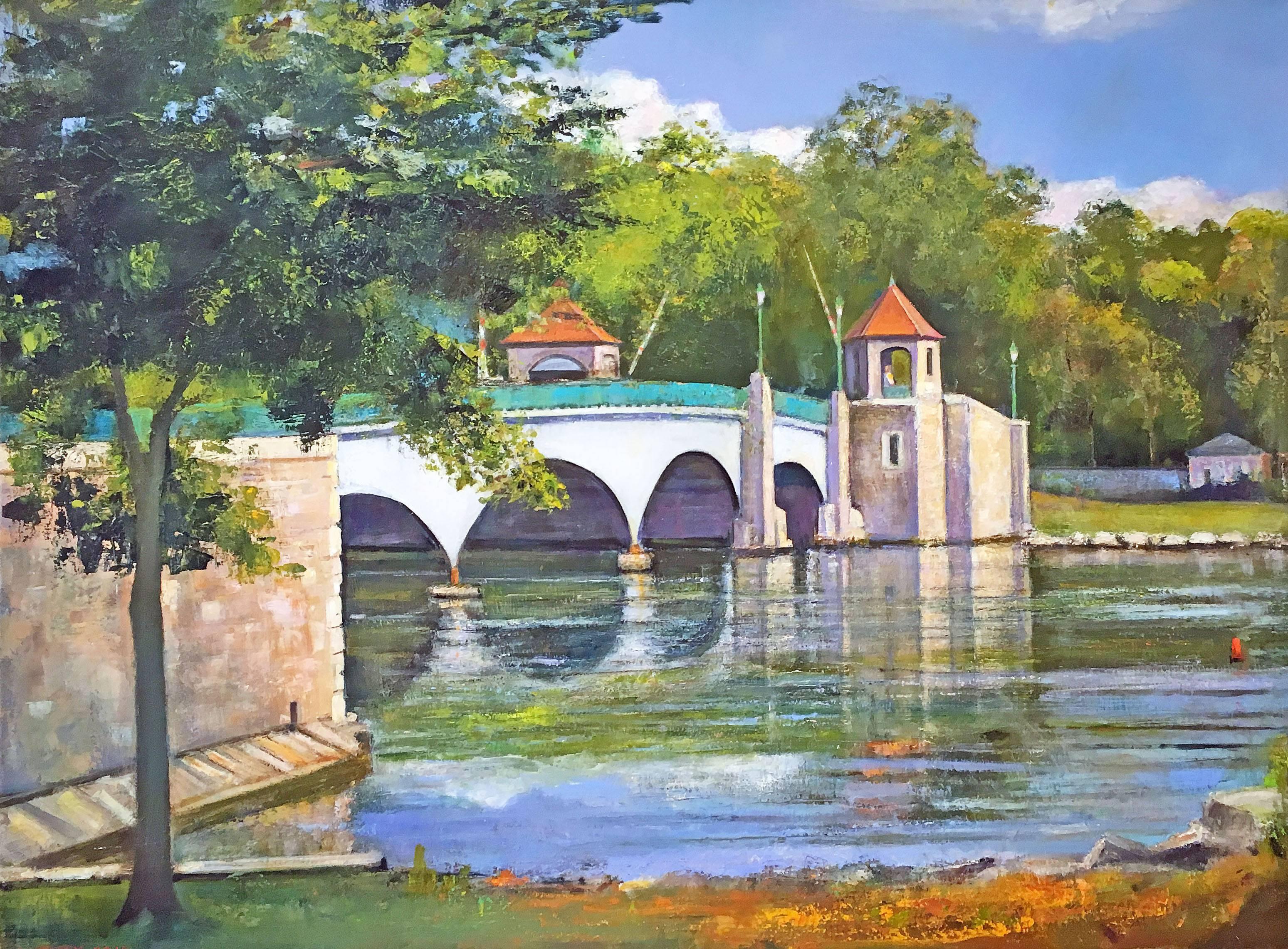 Lawrence Kelsey Landscape Painting - Glen Island Bridge, New Rochelle