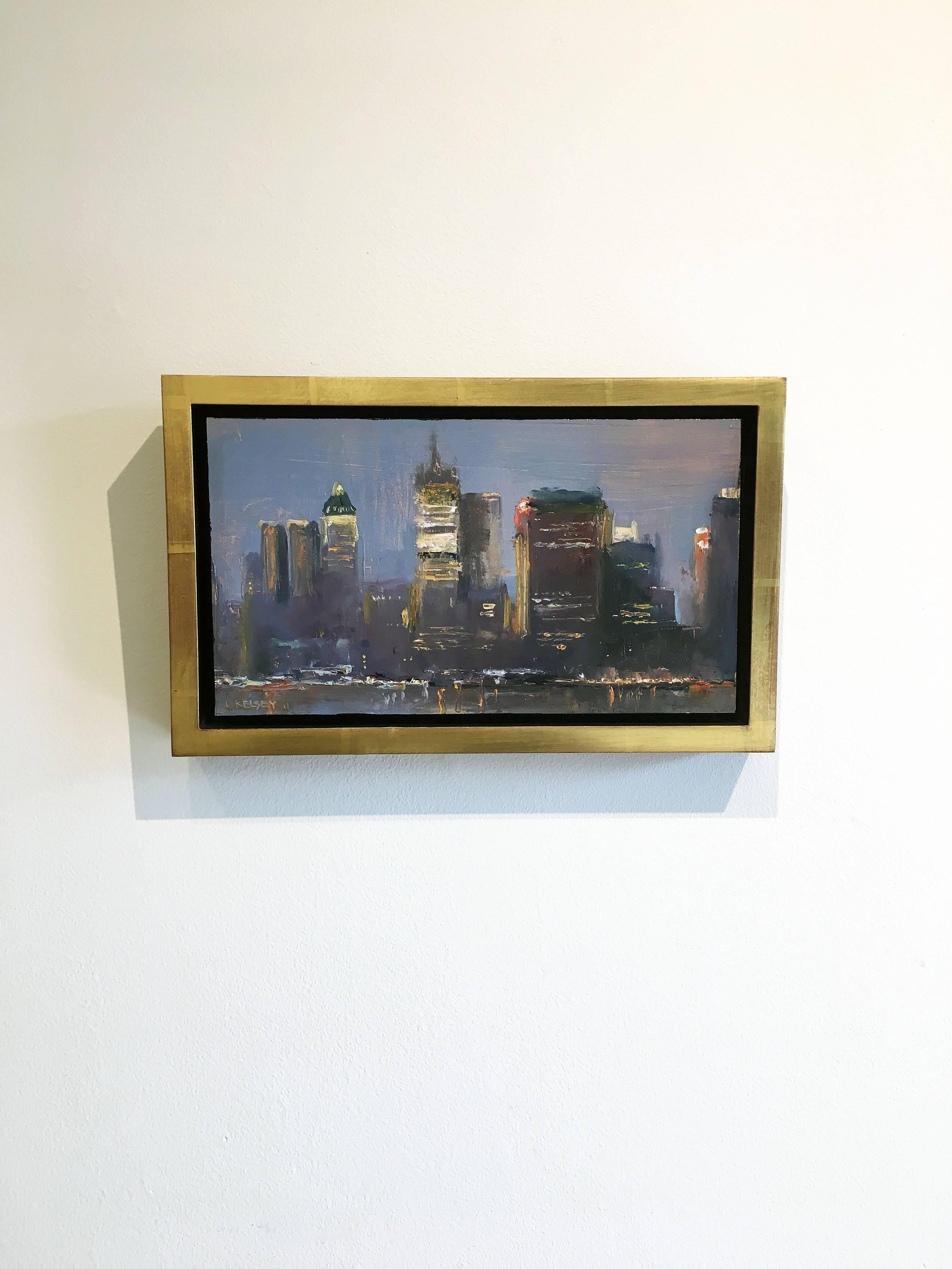 New York Waterfront & Skyline - Painting by Lawrence Kelsey