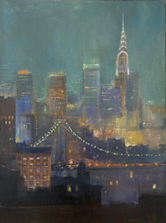 Oil Painting, Lawrence Kelsey, 59th Street Bridge at Queens Plaza