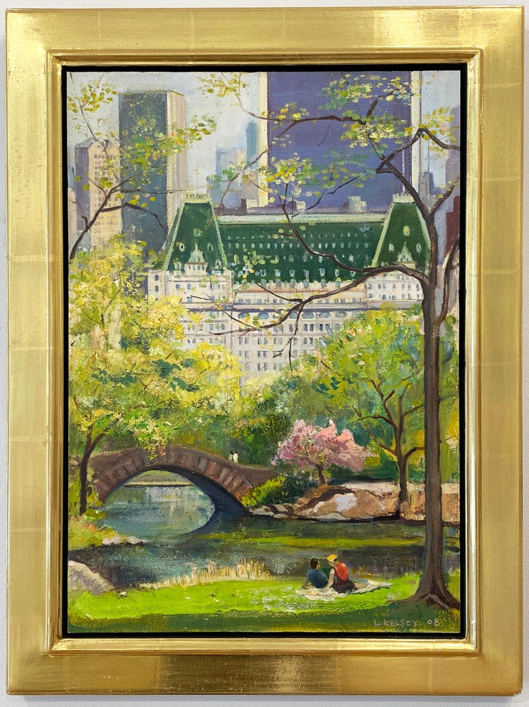 Oil Painting, Lawrence Kelsey, Central Park, Spring Afternoon For Sale 1