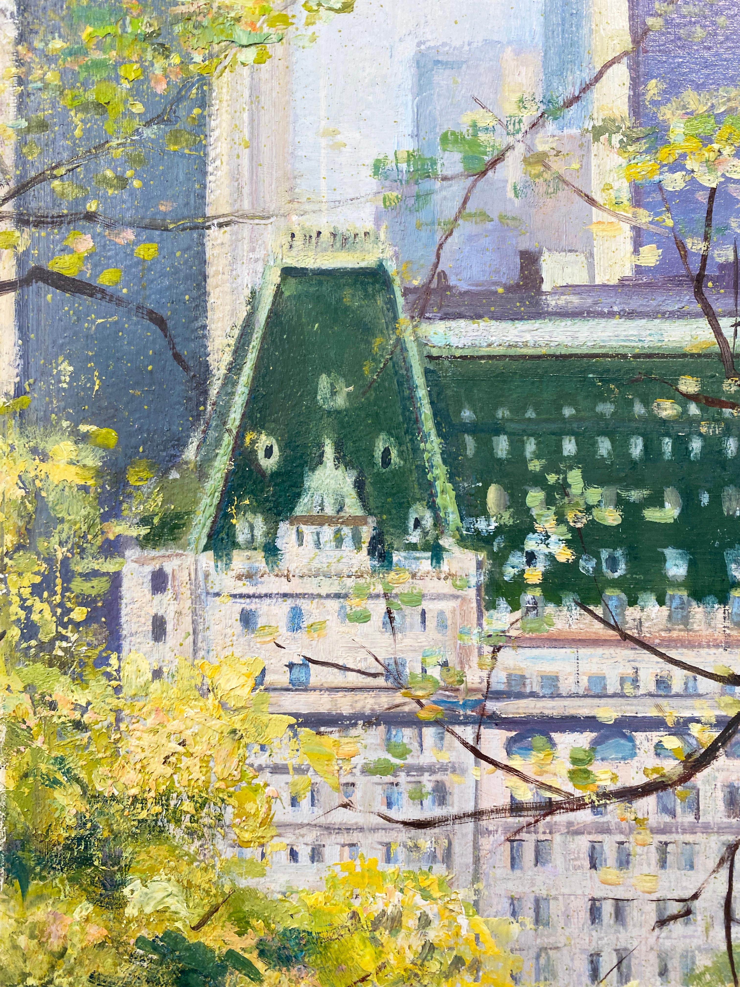 Oil Painting, Lawrence Kelsey, Central Park, Spring Afternoon For Sale 3