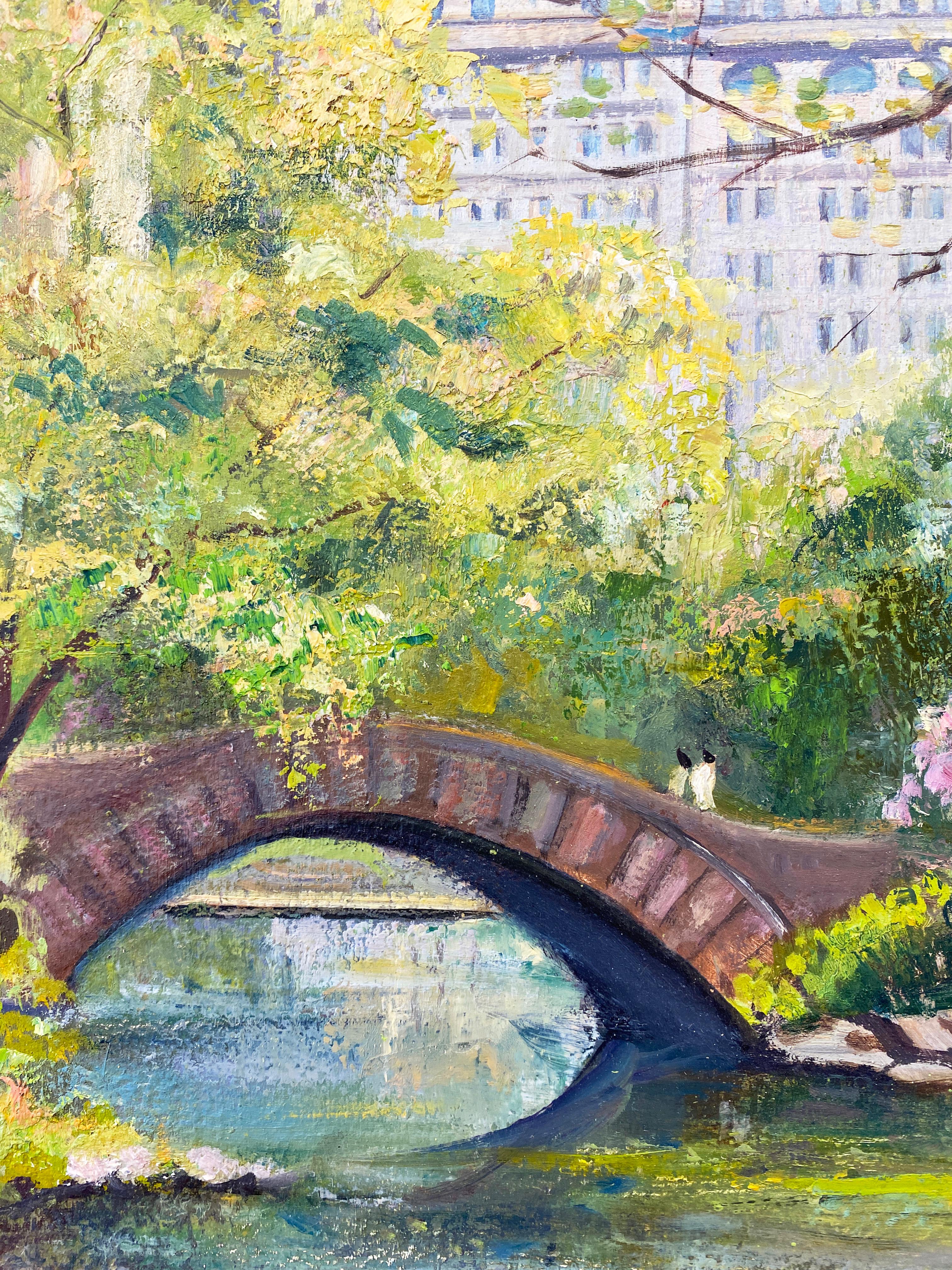 Oil Painting, Lawrence Kelsey, Central Park, Spring Afternoon For Sale 4