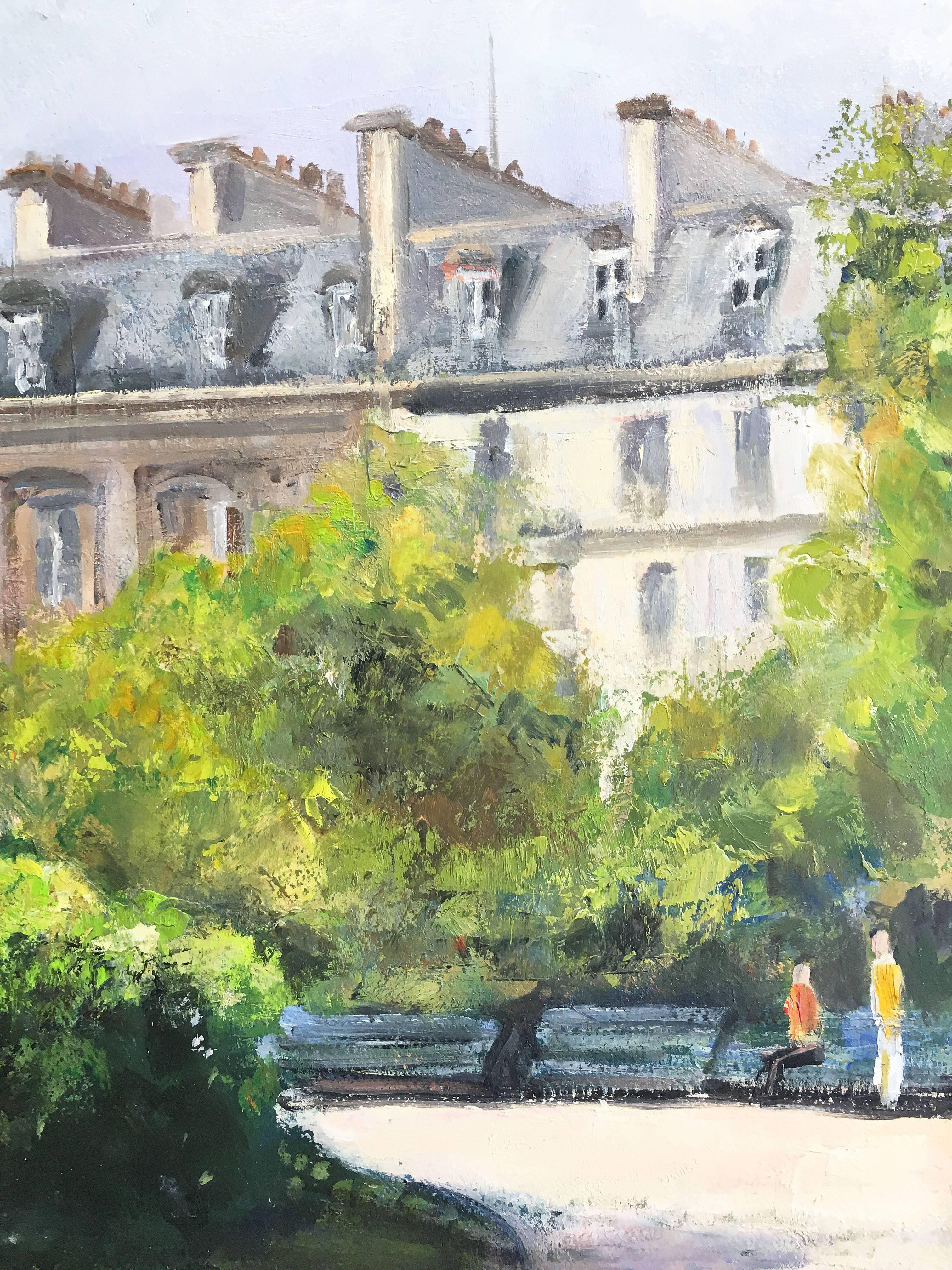 Paris Jardin - American Impressionist Painting by Lawrence Kelsey