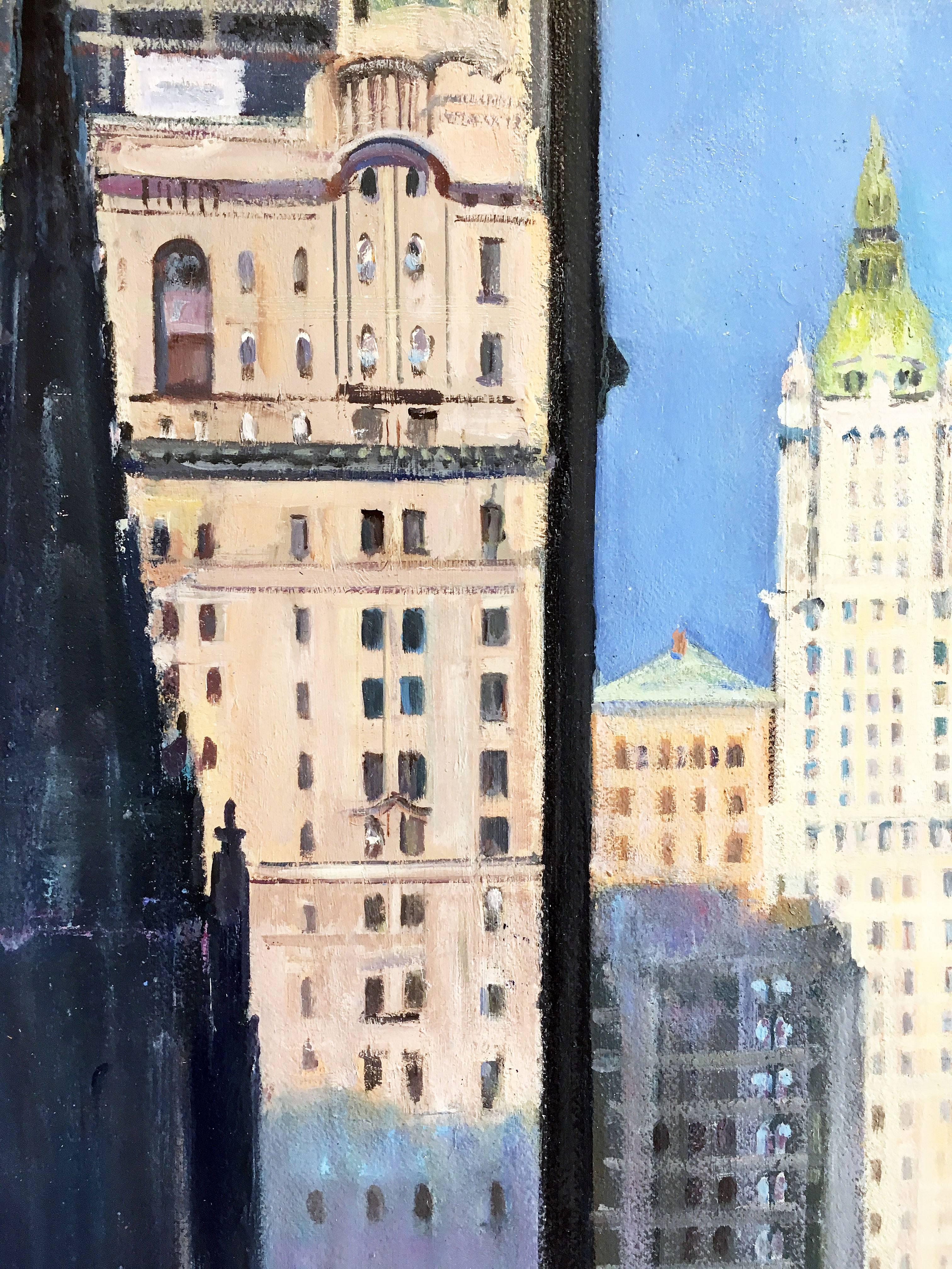 Woolworth Building - Gray Landscape Painting by Lawrence Kelsey