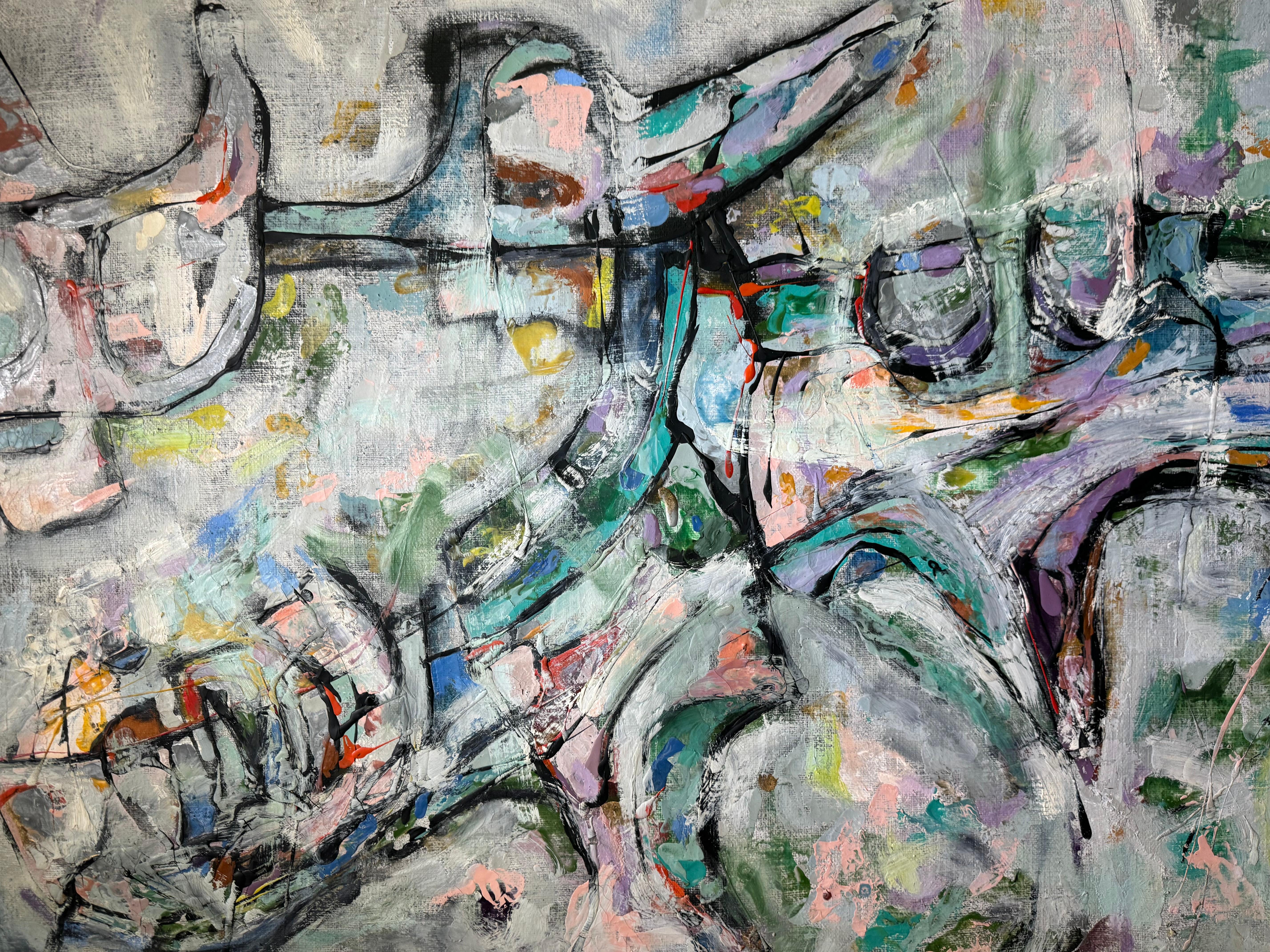 KUPFERMAN Pittura espressionista astratta americana del 1959 - Abstract Painting Grigio di Lawrence Kupferman
