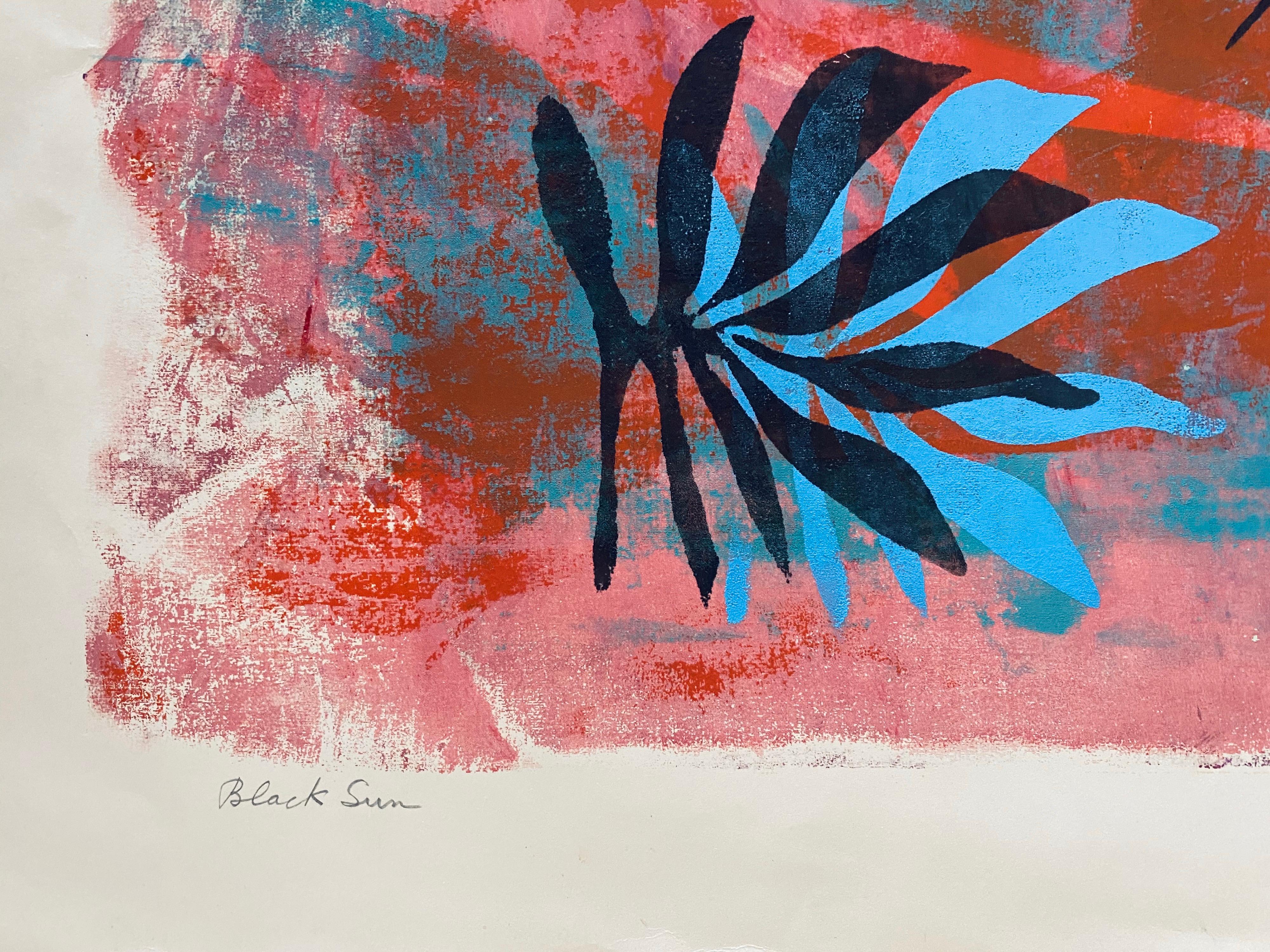 Black Sun - Brown Abstract Print by Lawrence Kupferman