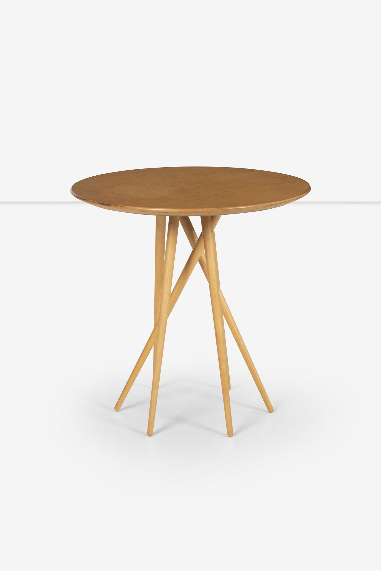 Lawrence Laske Toothpick Cactus Table for Knoll Studio, model 81TR20 Birds-eye maple top with solid maple legs.
Metal manufacturer's label to underside ‘Lawrence Laske KnollStudio 1993’. Signed in marker to underside 'Lawrence Laske'.