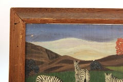 Lawrence Lebduska American Folk Art Painting with Zebras