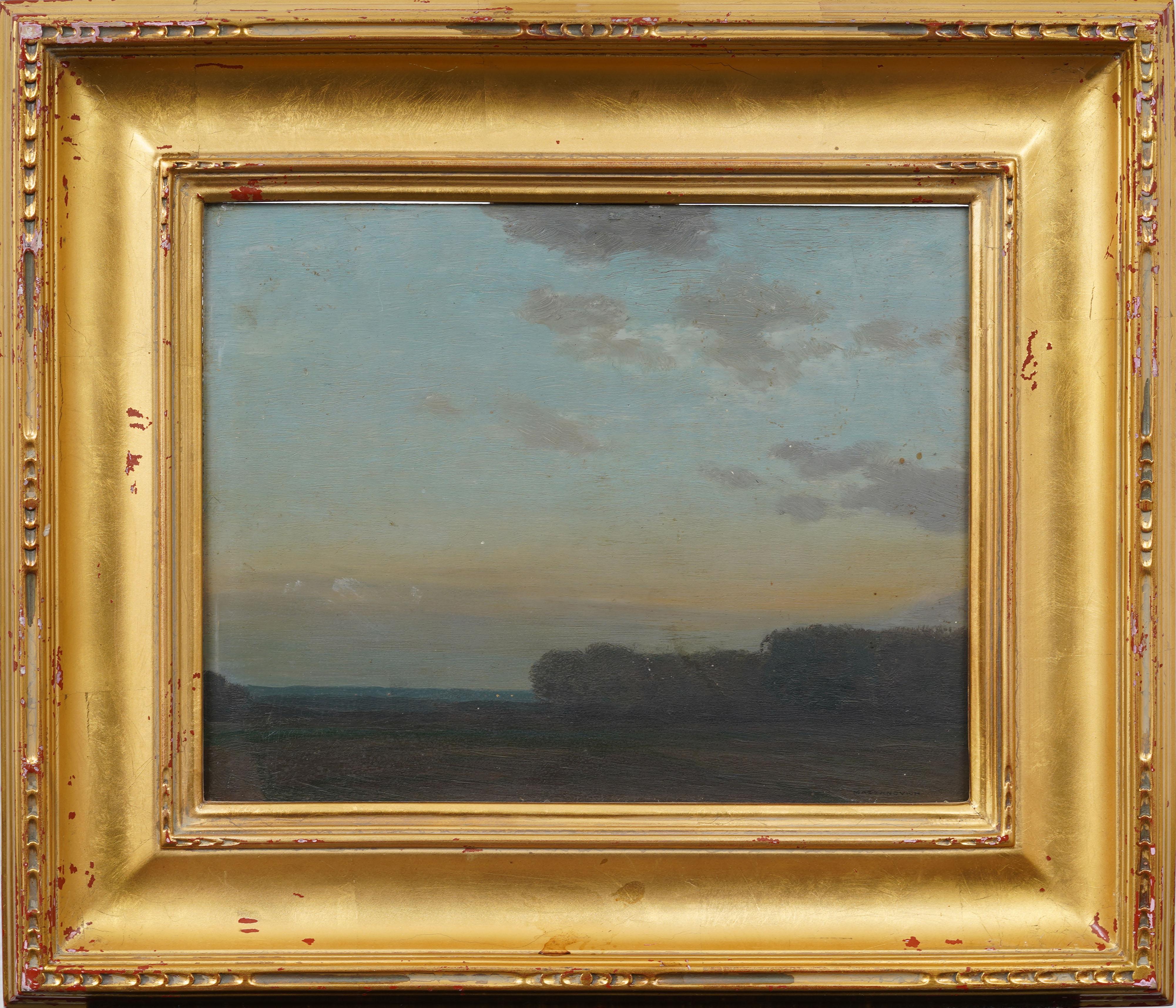 Lawrence Mazzanovich Antique American Tryon North Carolina Sunset Oil Painting