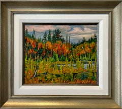 Paisaje otoñal Plein Air 'Peggs Lake at Peggs Mountain Road' (Lago Peggs en Peggs Mountain Road)