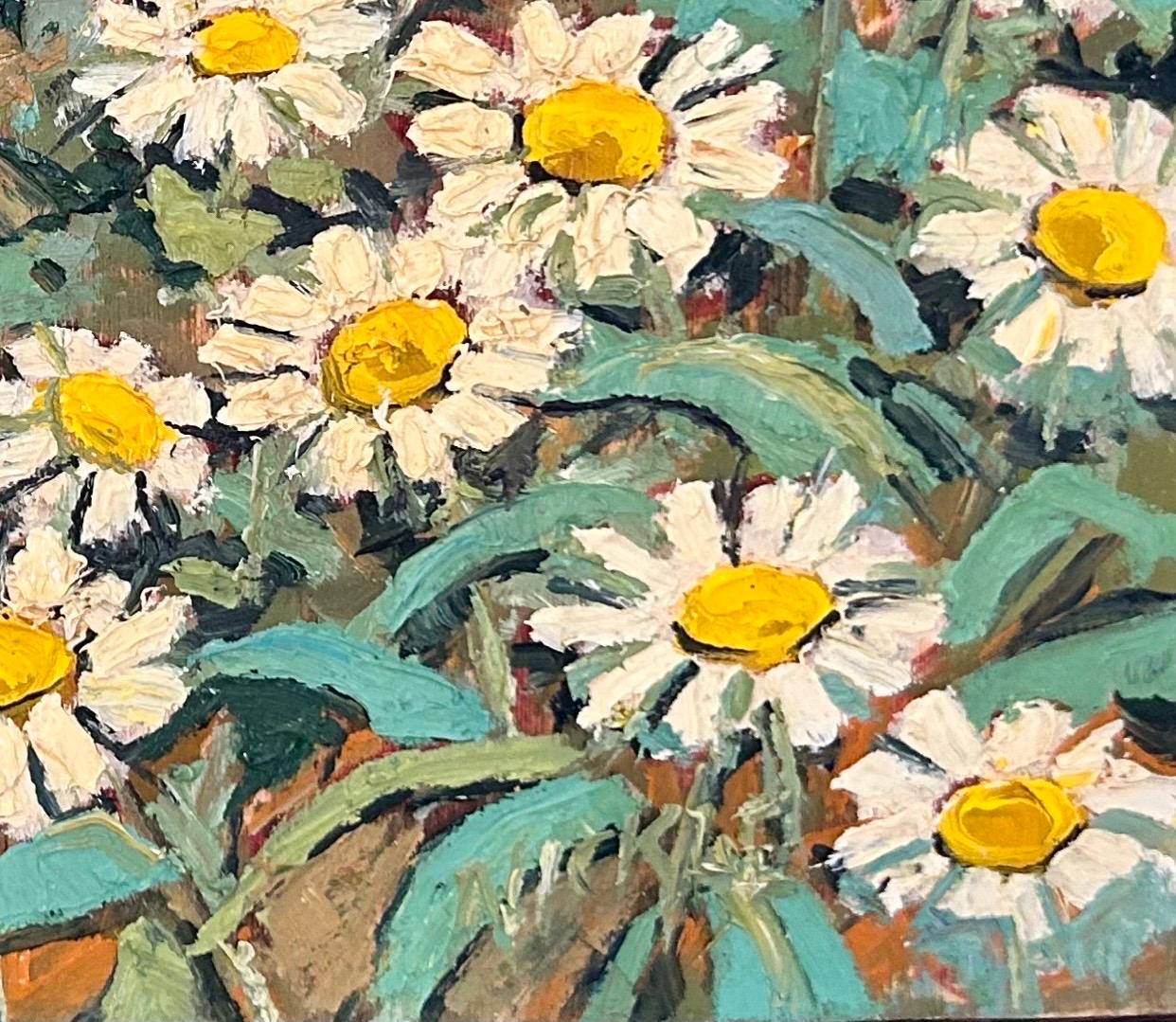 Wildblumen-Ölgemälde „Daisies at Burks Falls Studio“ – Painting von Lawrence Nickle