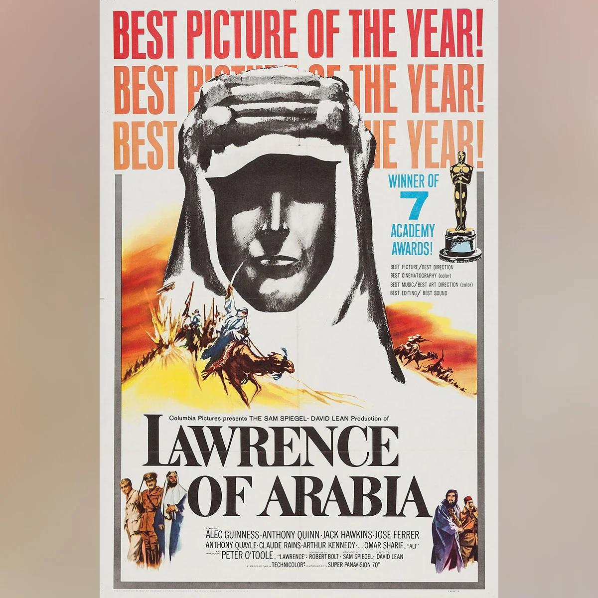 Lawrence Of Arabia (1962)
Original One Sheet (27 X 41 Inches)

An inordinately complex man who has been labelled everything from hero, to charlatan, to sadist, Lawrence blazed his way to glory in the Arabian desert, then sought anonymity as a common