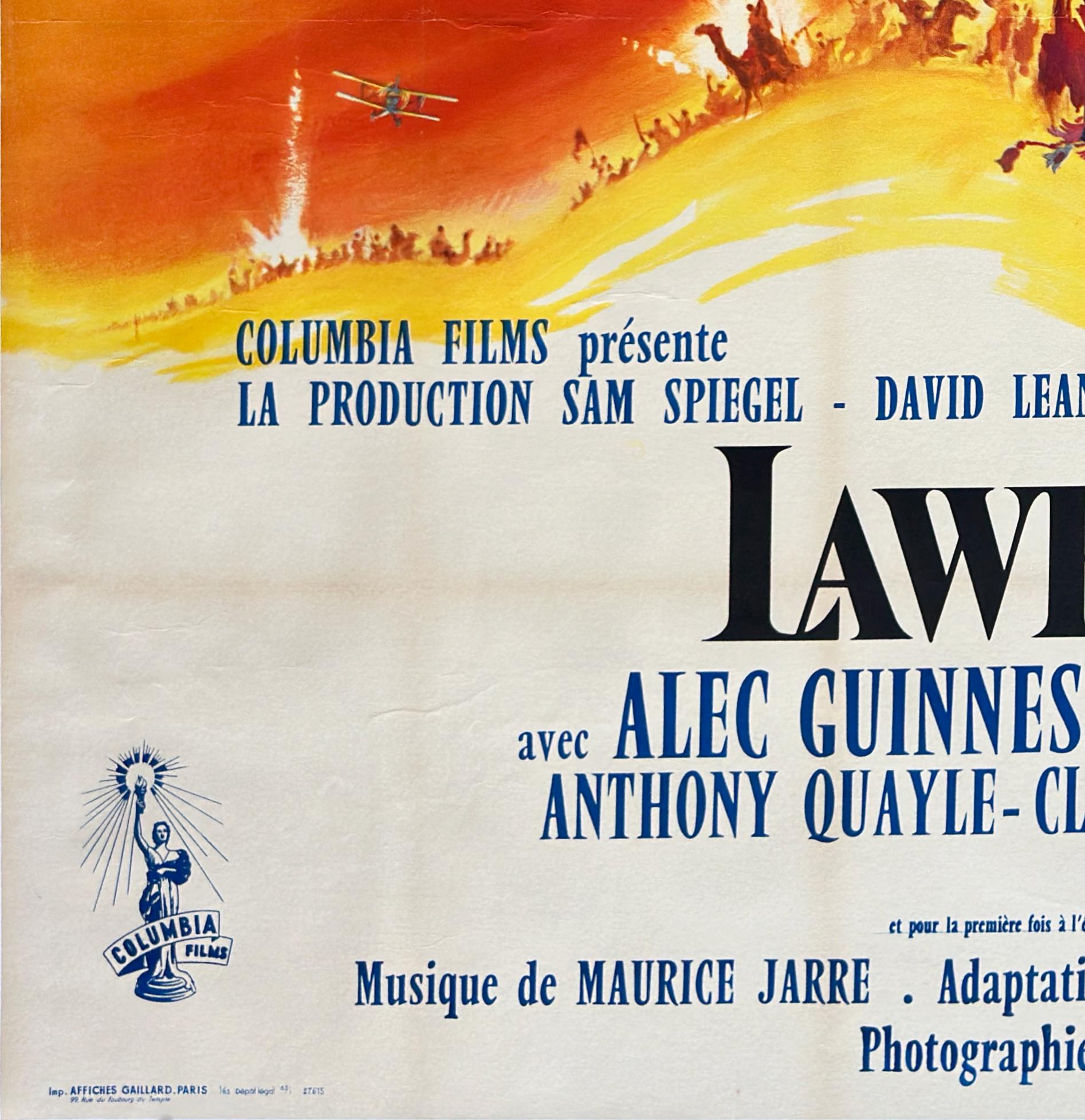 LAWRENCE OF ARABIA 1962 Français Double Grande,  Affiche du film en vente 2