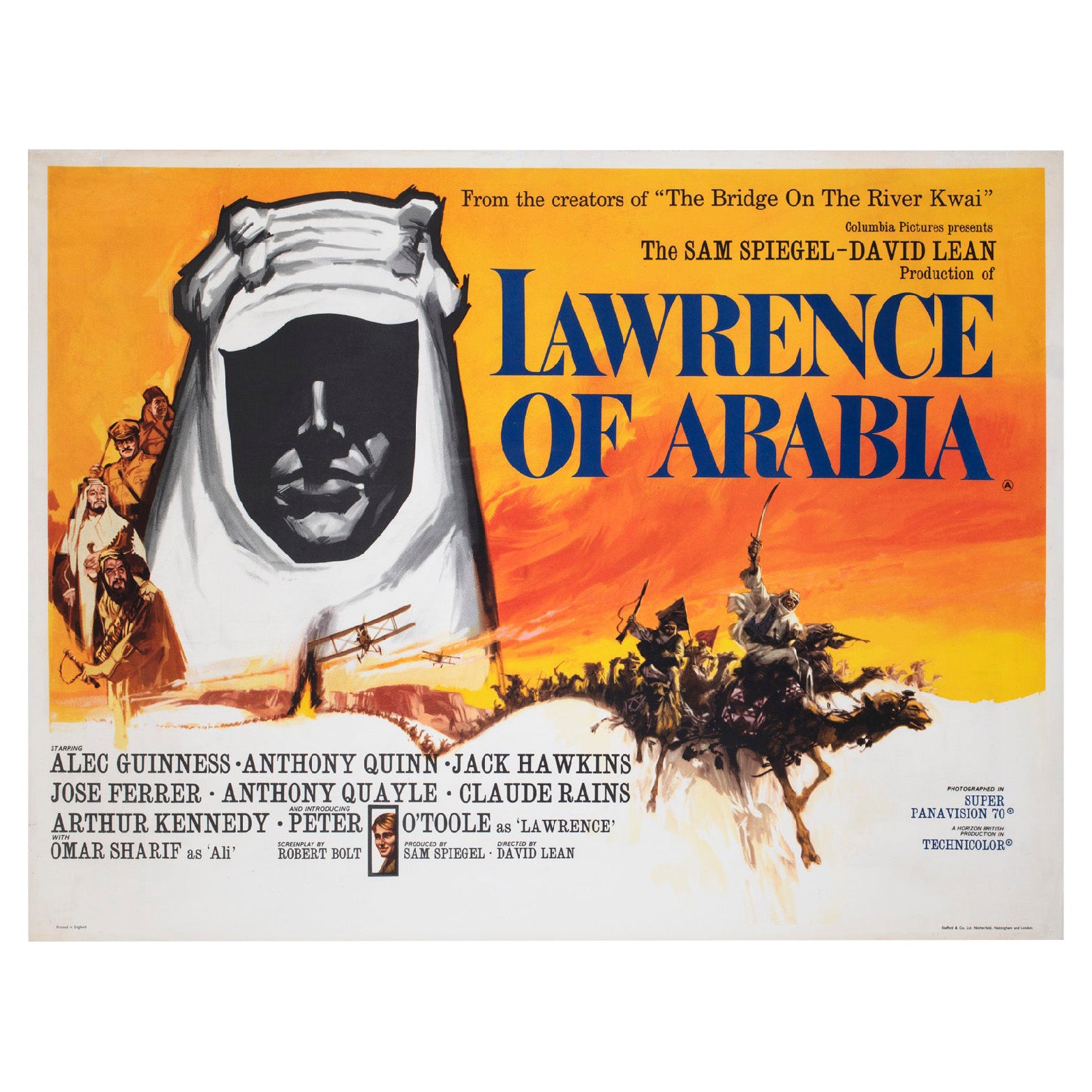 Lawrence d
Arabie 1962 Pré-Oscars Affiche de film Quad UK, Georges Kerfyser en vente