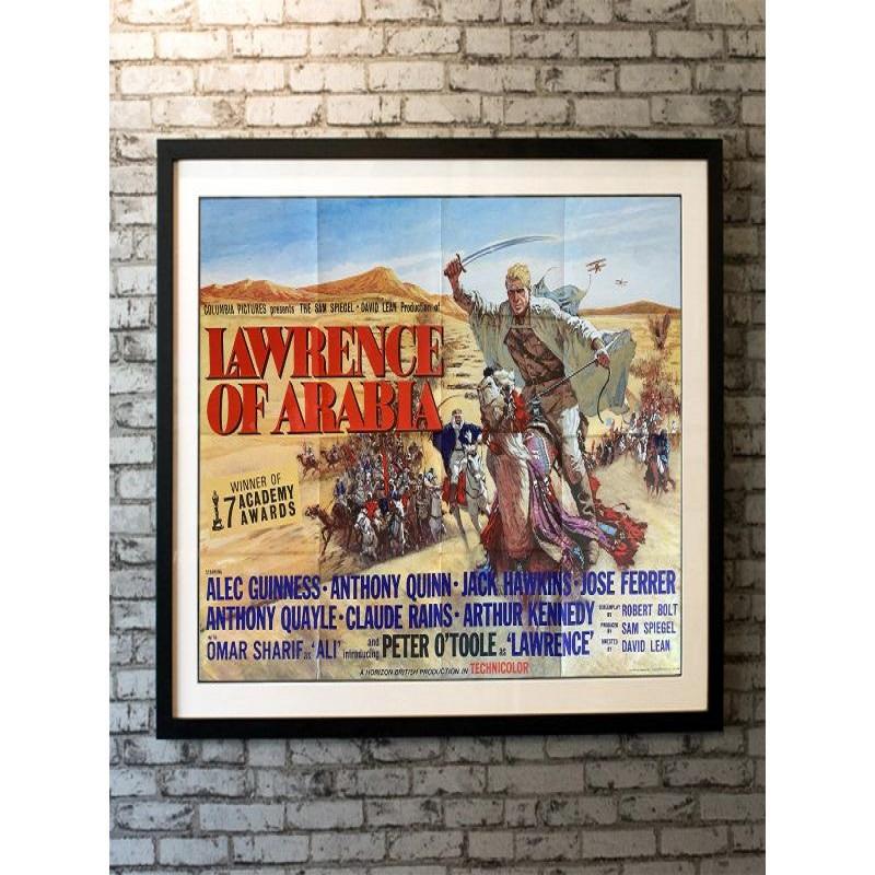 Lawrence of Arabia, Unframed Poster, 1962-1963

Original British Quad (30 X 40 Inches). Very rare Academy Awards style British Quad.

Artist Howard Terpning created this classic image of Peter O'Toole leading the Arab revolt against the Turks in