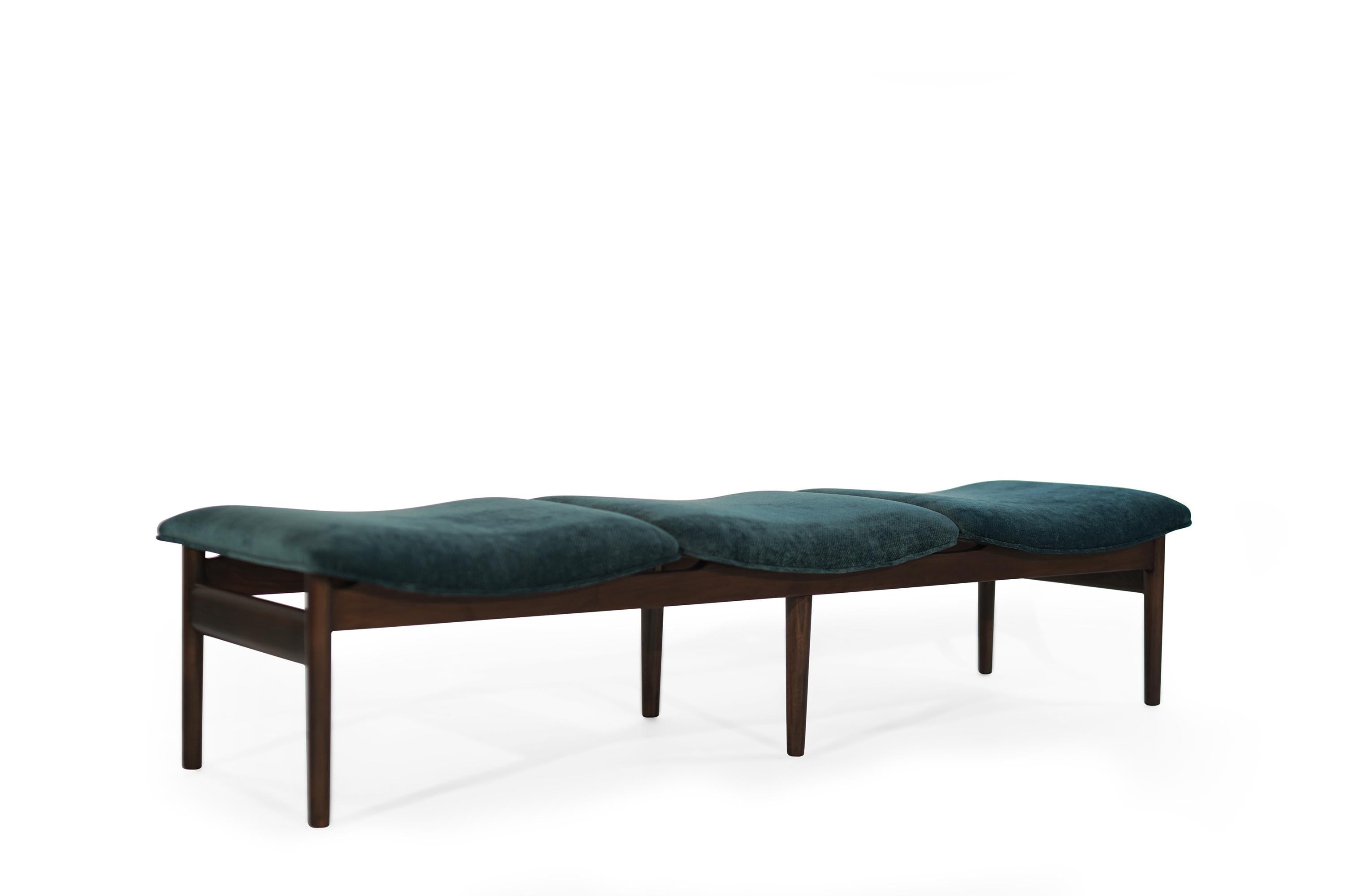 American Lawrence Peabody Bench in Teal Twill, 1950s