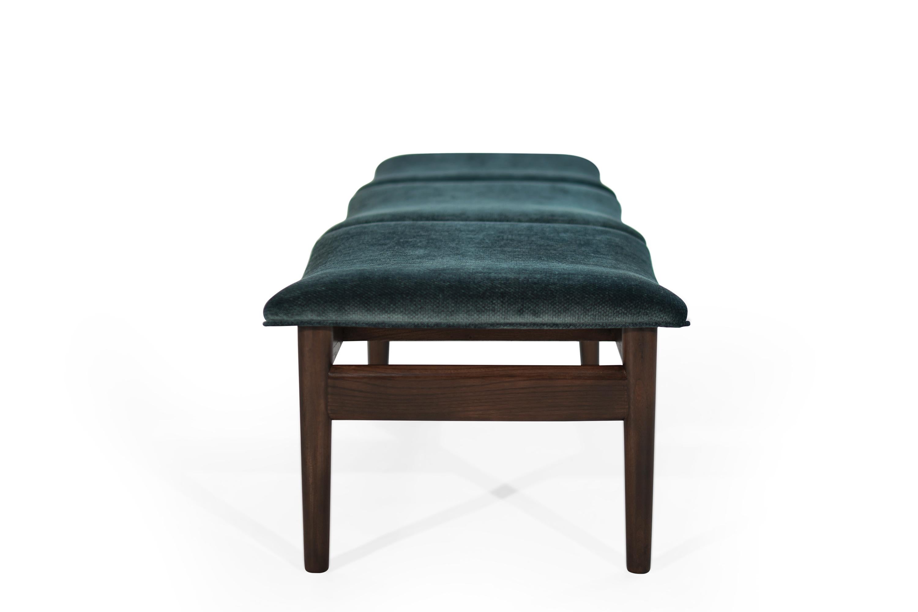 20th Century Lawrence Peabody Bench in Teal Twill, 1950s