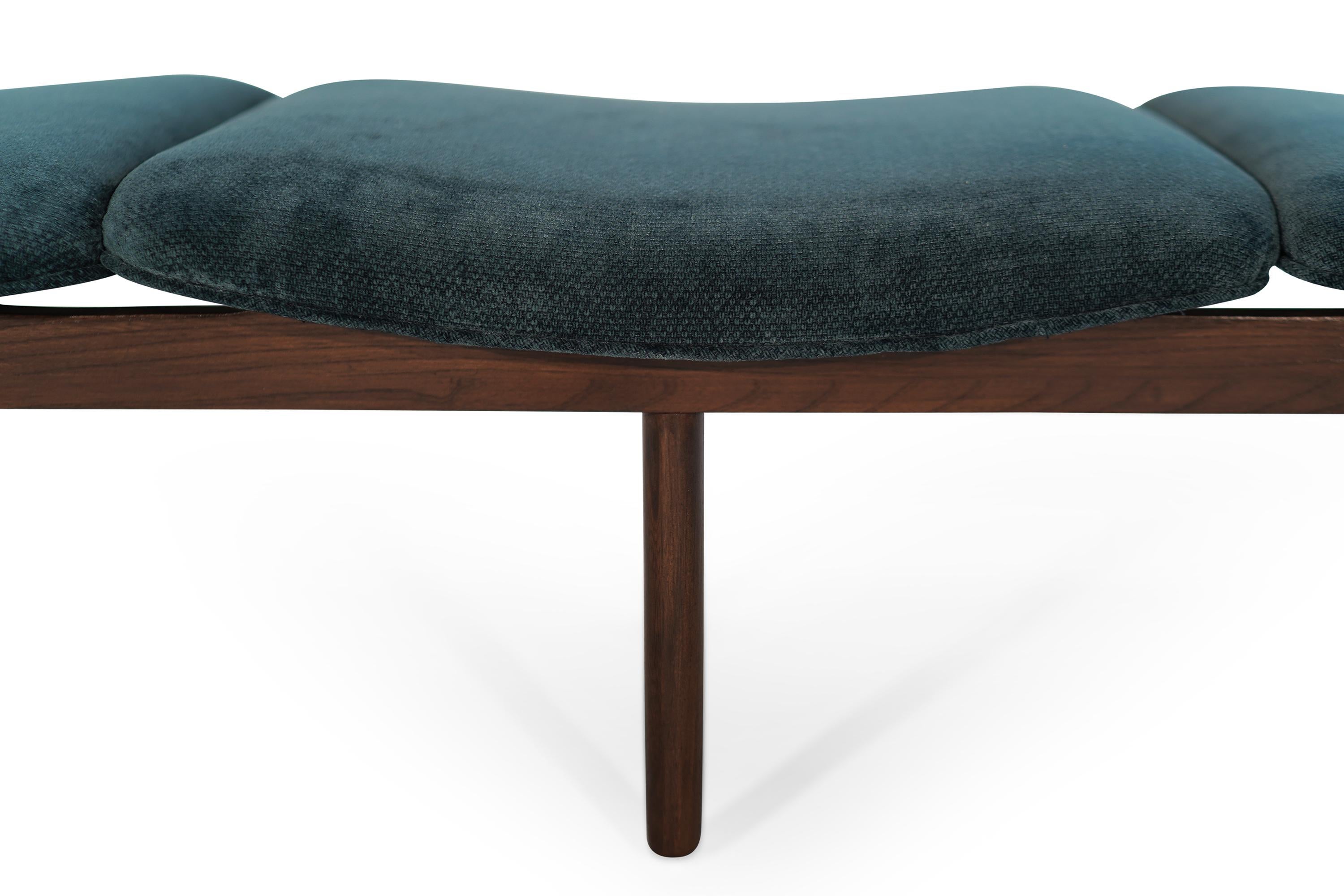 Lawrence Peabody Bench in Teal Twill, 1950s 3