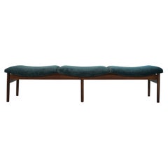 Lawrence Peabody Bench in Teal Twill, 1950s