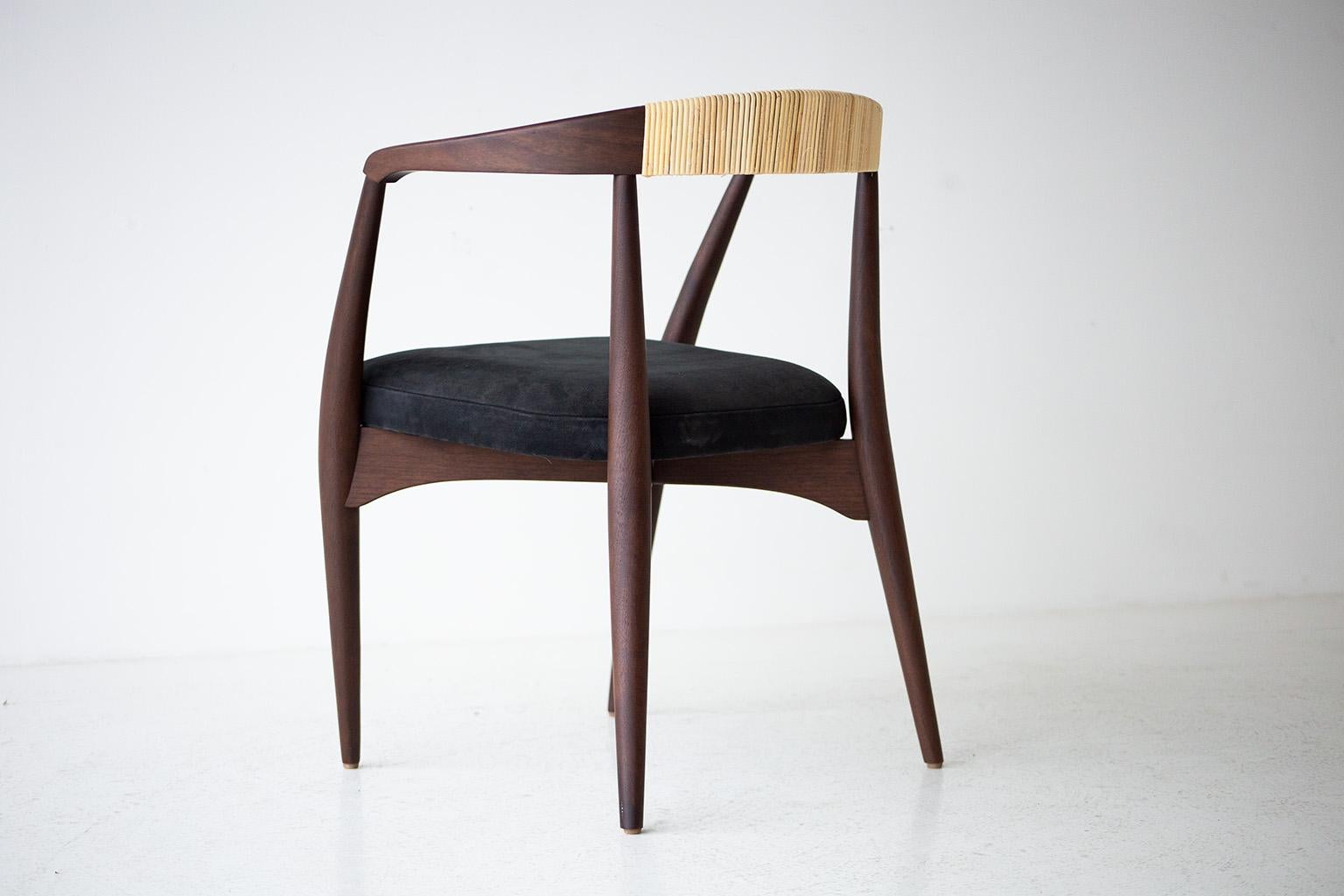 Chaise de salle à manger à dossier en rotin Lawrence Peabody pour Craft Associates en vente 3