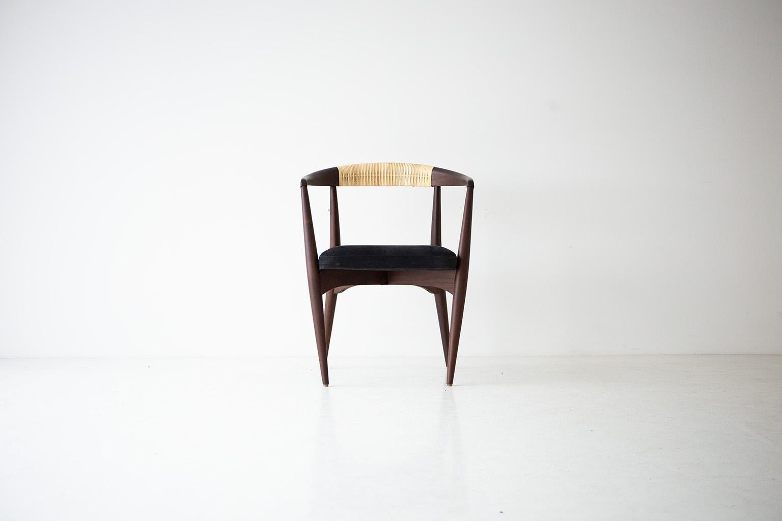 Chaise de salle à manger à dossier en rotin Lawrence Peabody pour Craft Associates en vente 4