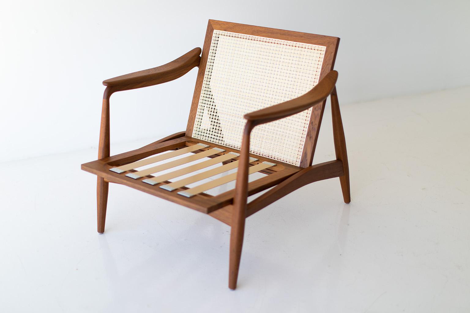 Moderne Fauteuils de salon en teck à dossier canné Lawrence Peabody pour Craft Associates Furniture en vente
