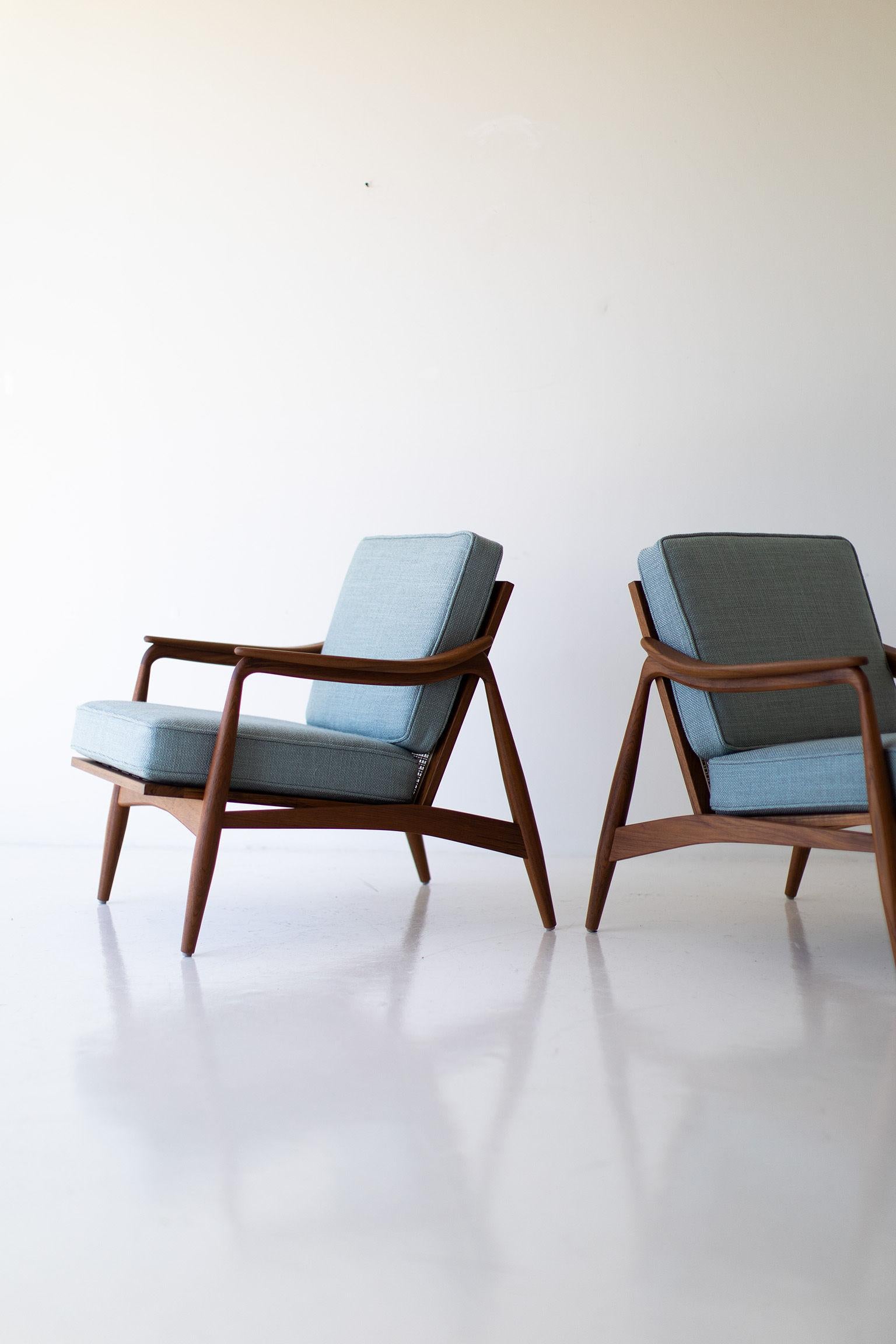 Fauteuils de salon en teck à dossier canné Lawrence Peabody pour Craft Associates Furniture en vente 1