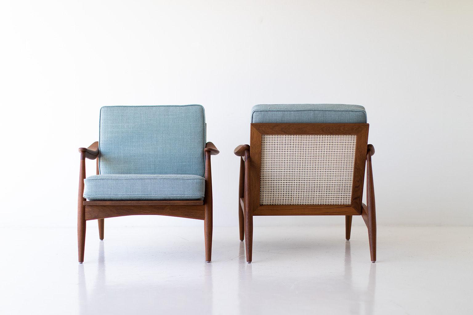 Lawrence Peabody: Teakholz-Loungesessel mit Rohrrückenlehne für Craft Associates Furniture im Angebot 2