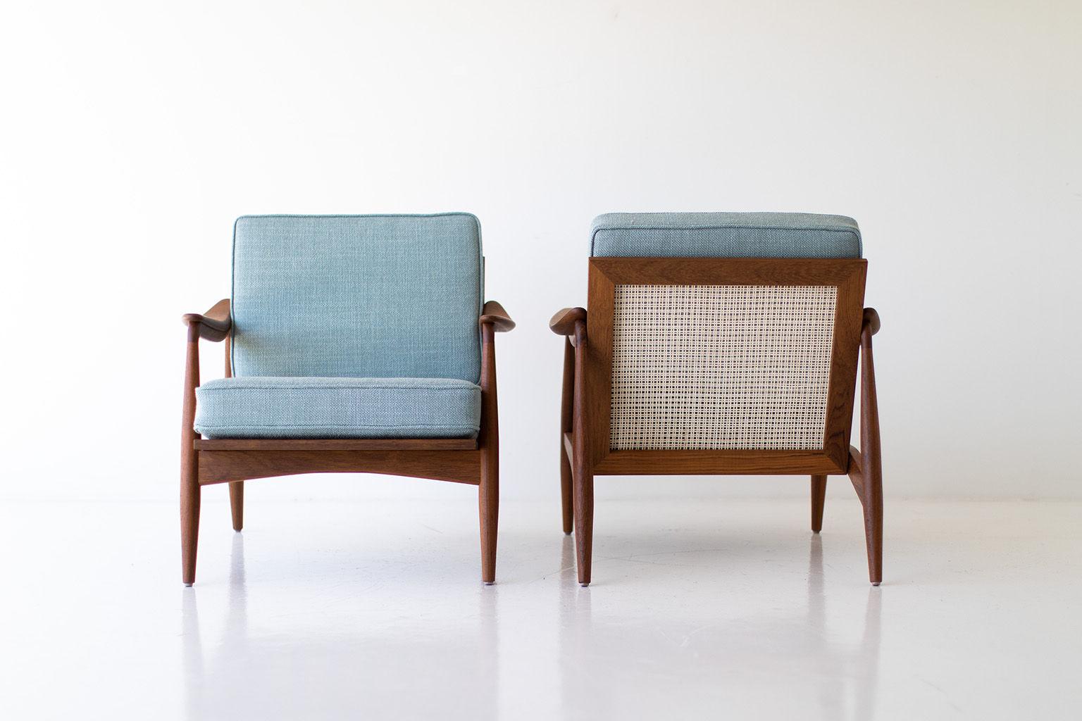 Fauteuils de salon en teck à dossier canné Lawrence Peabody pour Craft Associates Furniture en vente 2