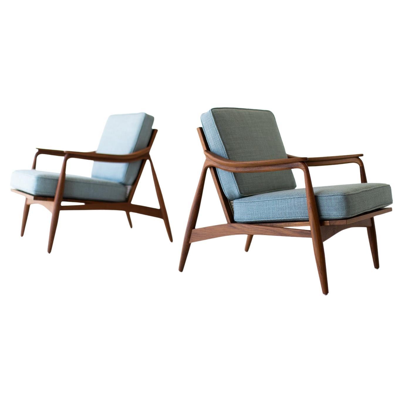 Lawrence Peabody: Teakholz-Loungesessel mit Rohrrückenlehne für Craft Associates Furniture