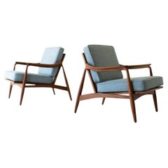 Lawrence Peabody: Teakholz-Loungesessel mit Rohrrückenlehne für Craft Associates Furniture