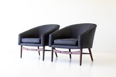 Peabody Modern Club Chairs for Craft Associates, leather, black, walnut
