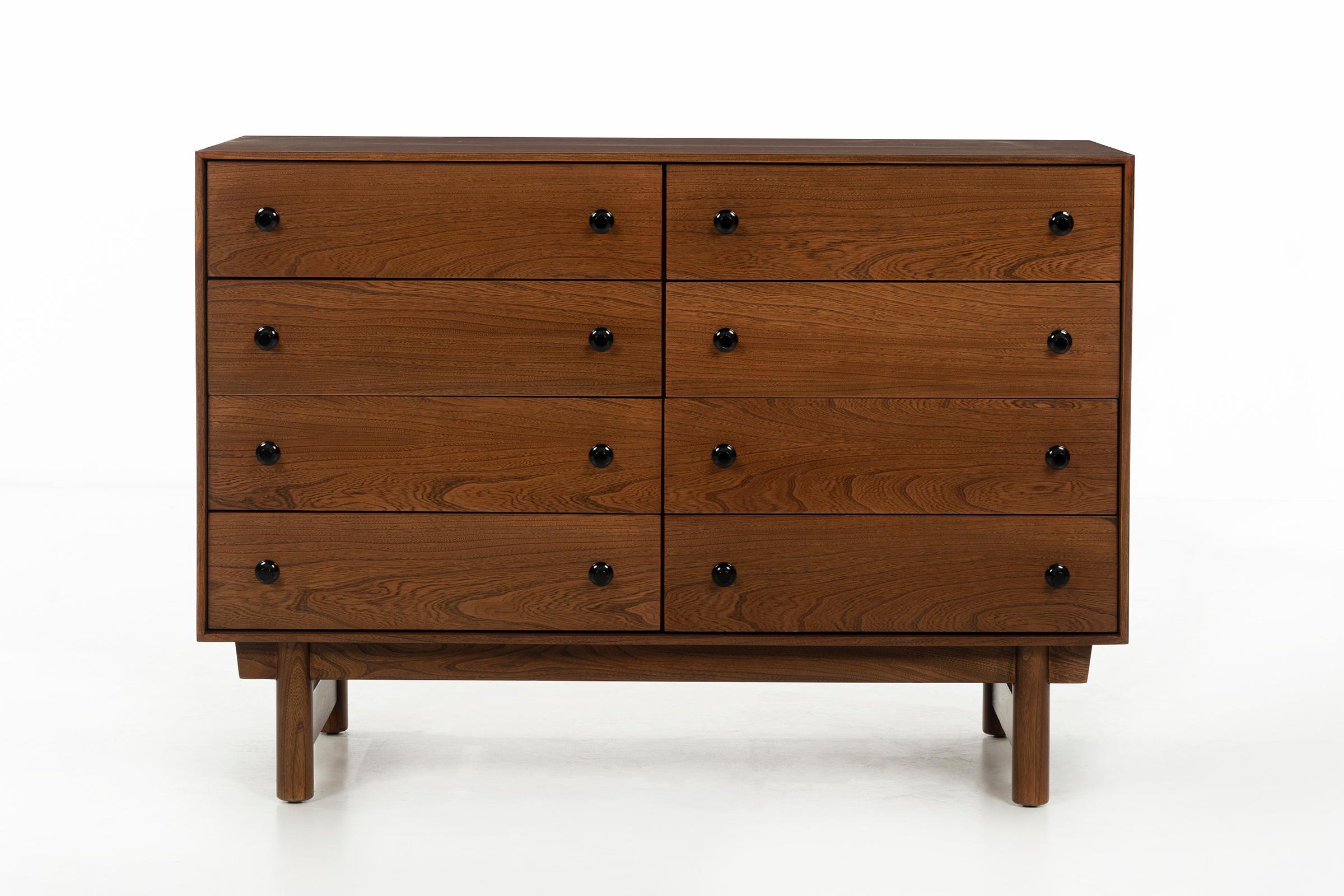 Lawrence Peabody for Richardson Brothers compact double dresser with lacquered metal drawer pulls.