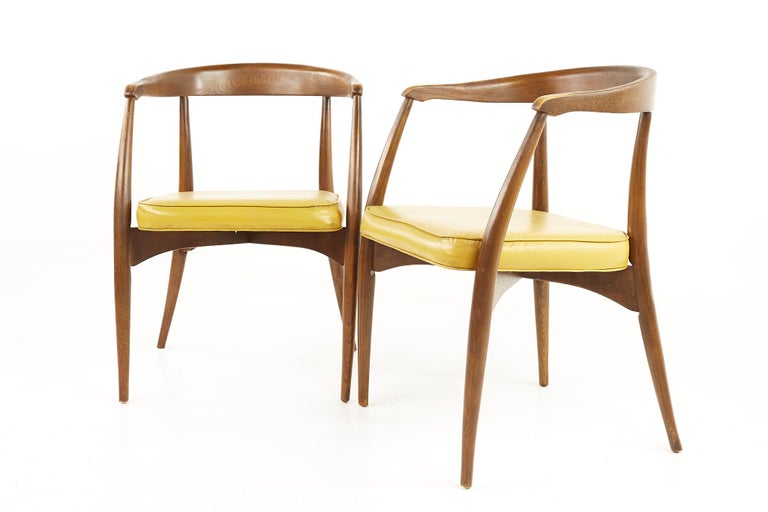 Mid-Century Modern Lawrence Peabody for Craft Associates MCM Walnut Captains Chairs, a Pair For Sale