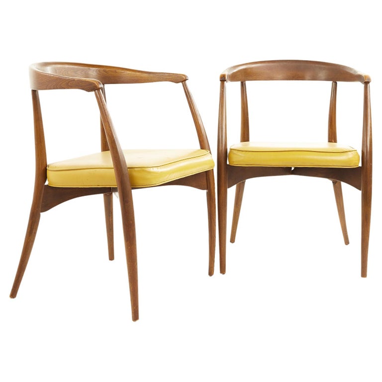Lawrence Peabody for Craft Associates MCM Walnut Captains Chairs, a Pair For Sale