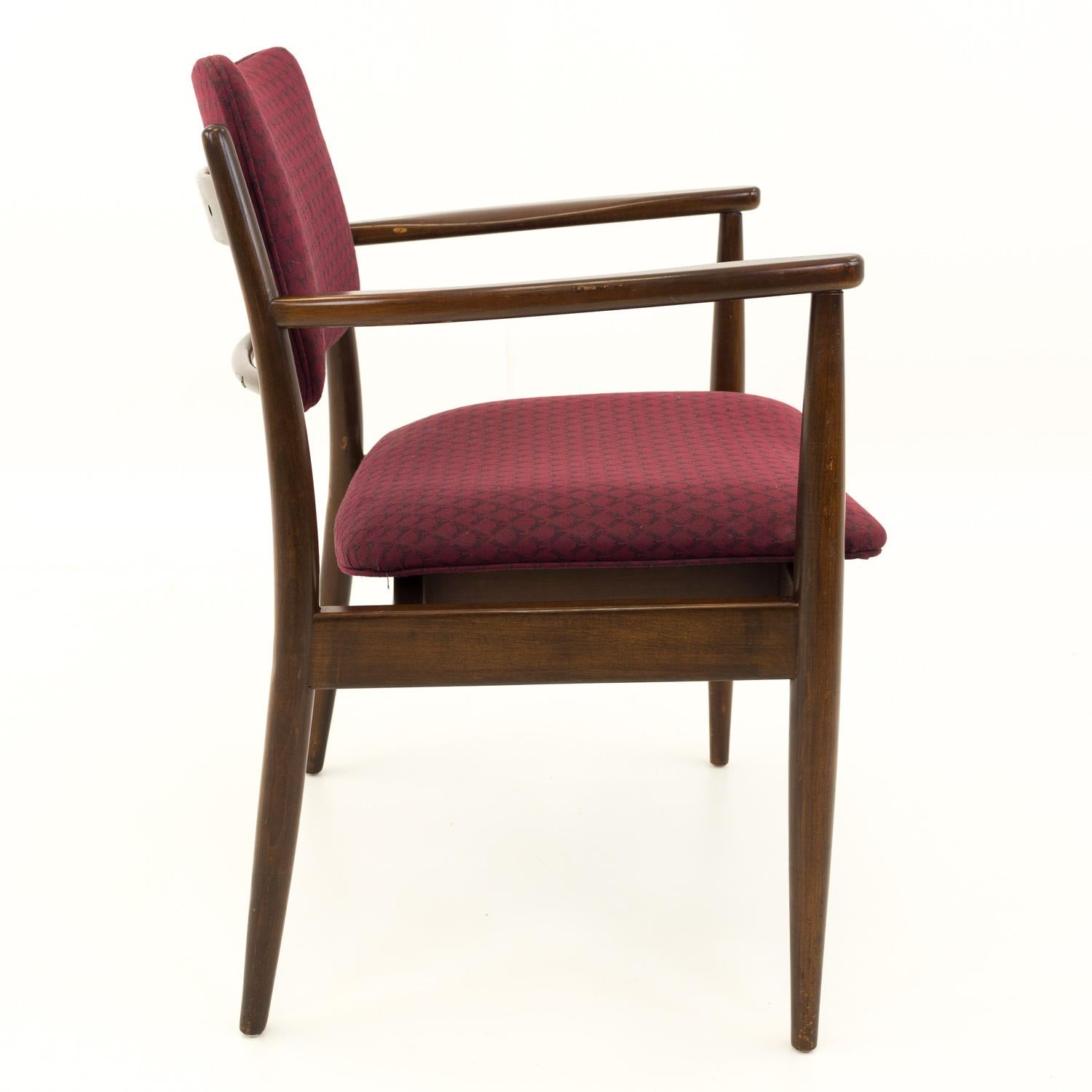 Lawrence Peabody for Nemschoff Mid Century Captains Dining Occasional Chair In Good Condition In Countryside, IL