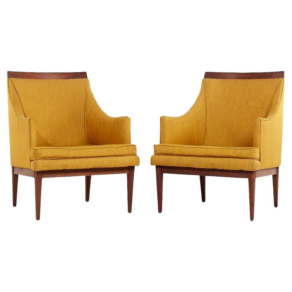 SOLD 04/04/24 Lawrence Peabody for Nemschoff MCM Walnut Lounge Chairs - Pair