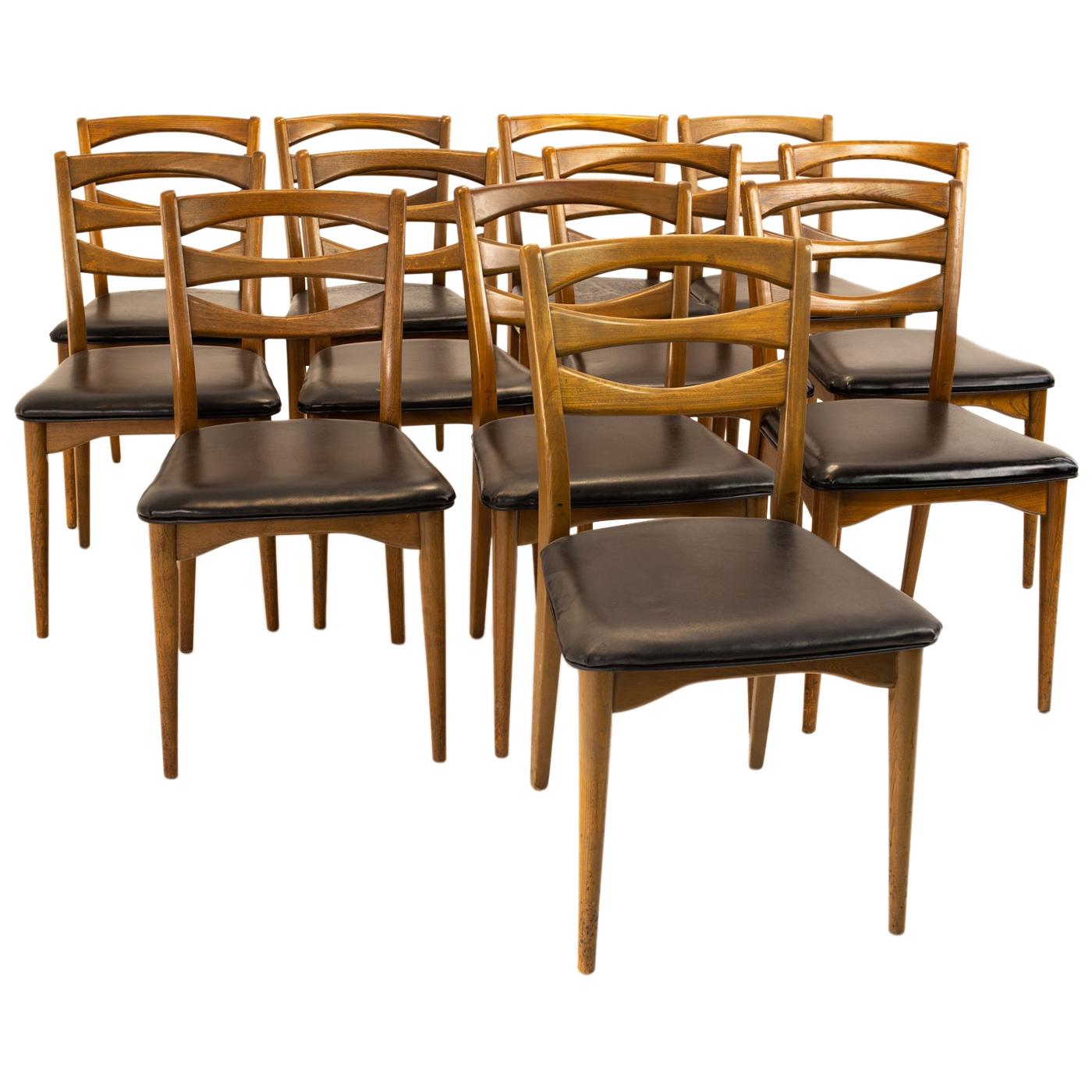 Lawrence Peabody for Nemschoff Model 300 MCM Walnut Dining Chairs, Set of 12