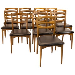 Lawrence Peabody for Nemschoff Model 300 MCM Walnut Dining Chairs, Set of 12