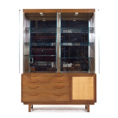 Lawrence Peabody per Nemschoff Credenza e conigliera in legno di noce e canne