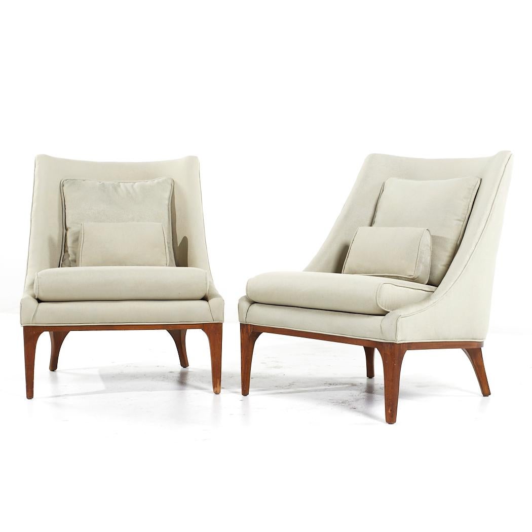 Mid-Century Modern Lawrence Peabody for Richardson Nemschoff MCM Walnut Lounge Chairs - Pair For Sale
