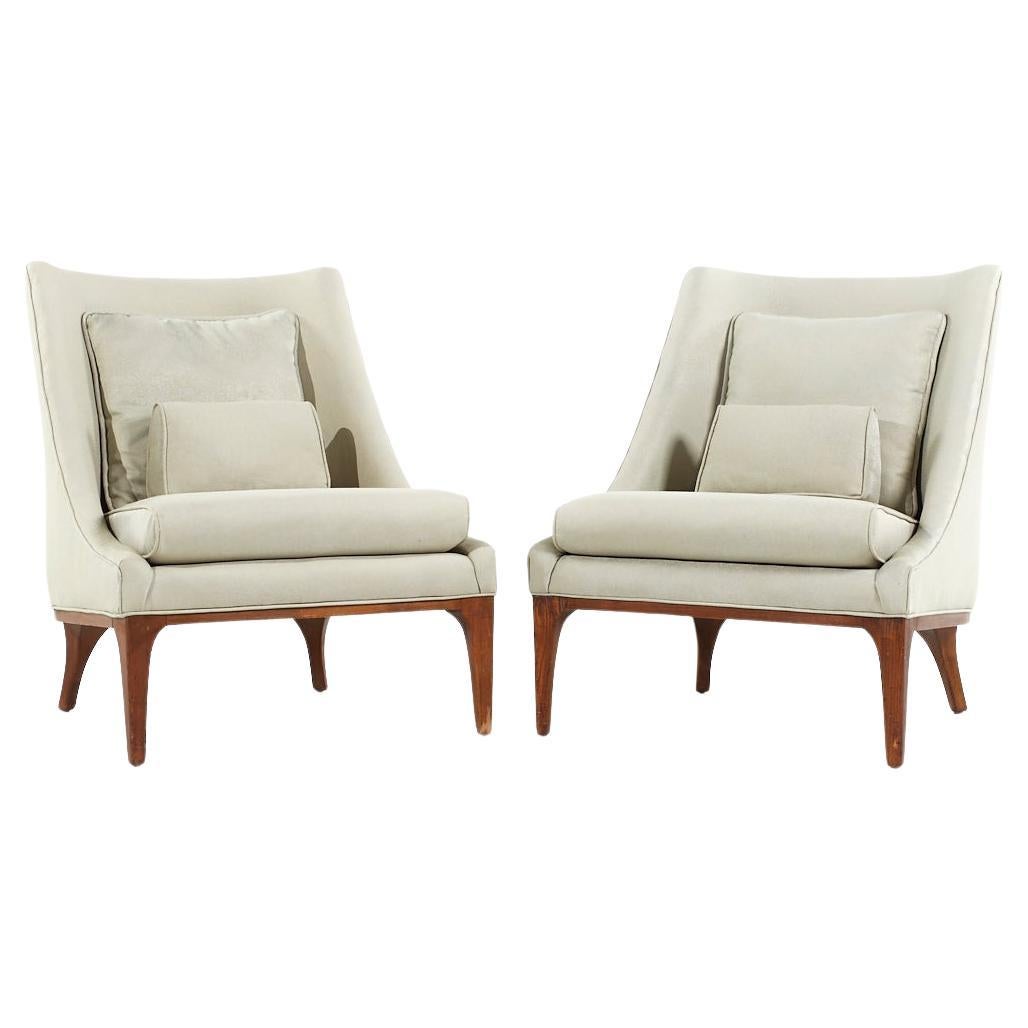Lawrence Peabody for Richardson Nemschoff MCM Walnut Lounge Chairs - Pair For Sale