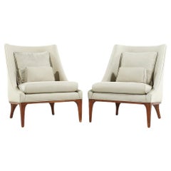 Lawrence Peabody for Richardson Nemschoff MCM Walnut Lounge Chairs - Pair