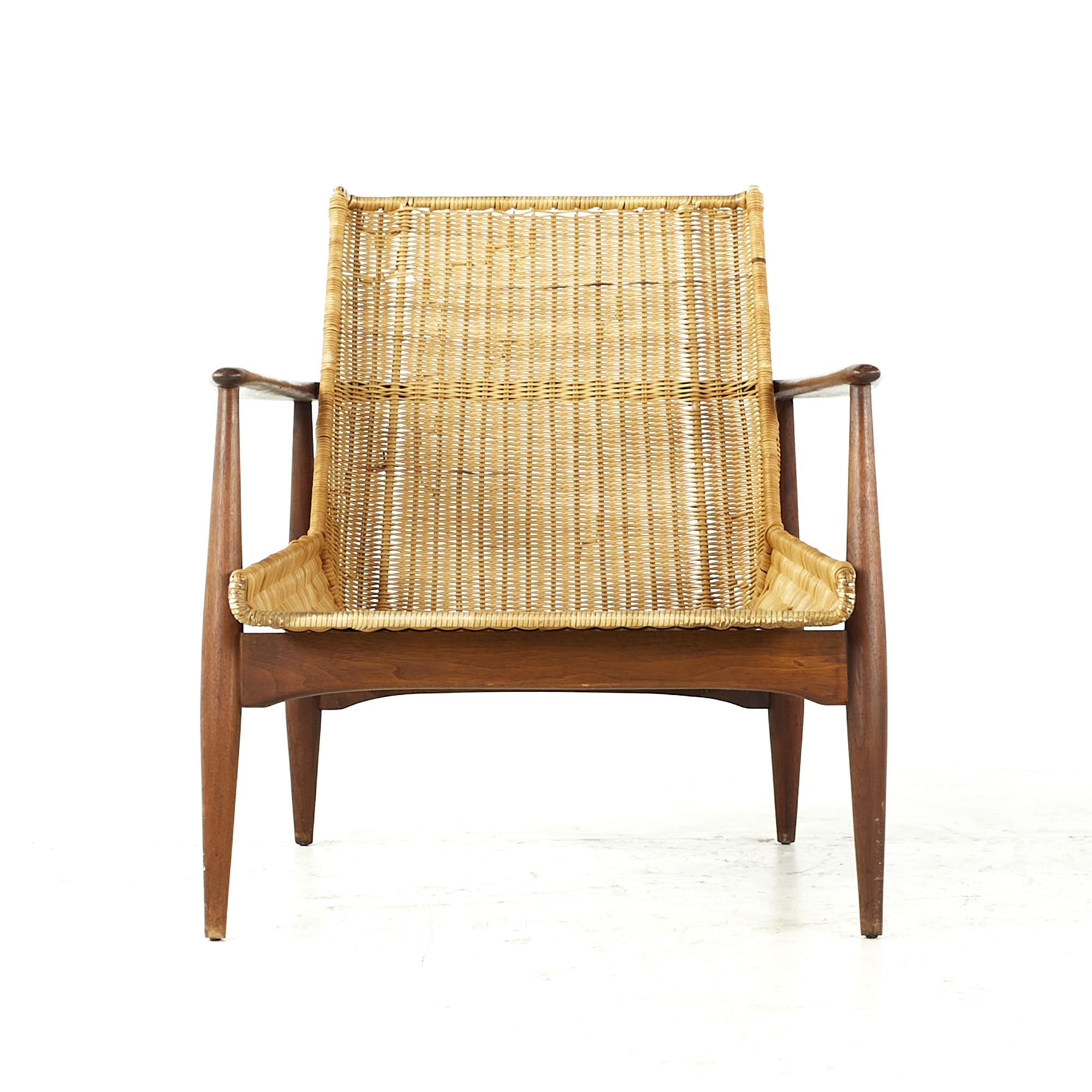 Lawrence Peabody for Richardson Nemschoff midcentury cane lounge chair

This chair measures: 28.5 wide x 30 deep x 30 inches high, with a seat height of 13 and arm height/chair clearance of 22 inches

All pieces of furniture can be had in what