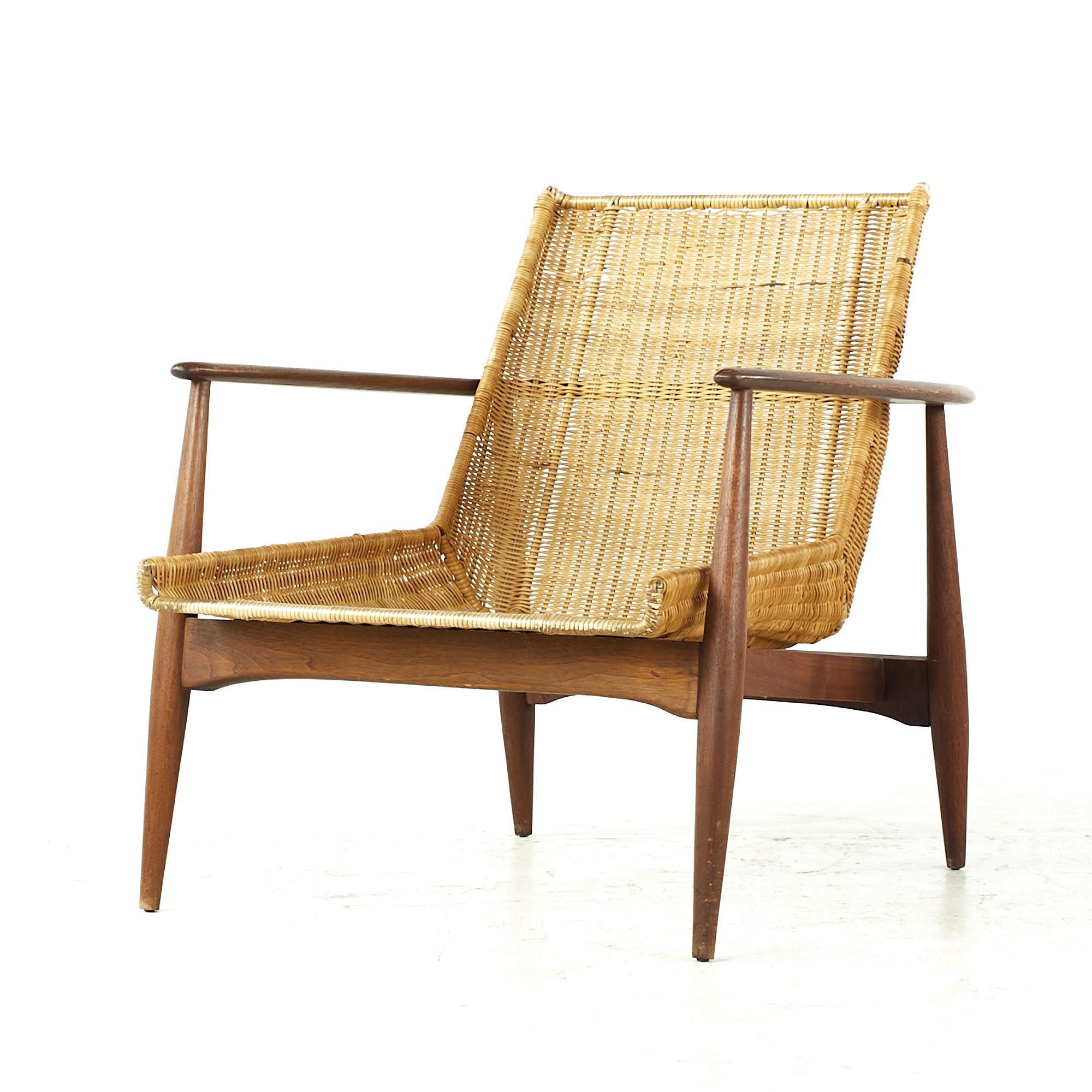 Mid-Century Modern Fauteuil de salon en rotin du milieu du siècle dernier de Lawrence Peabody pour Richardson Nemschoff en vente