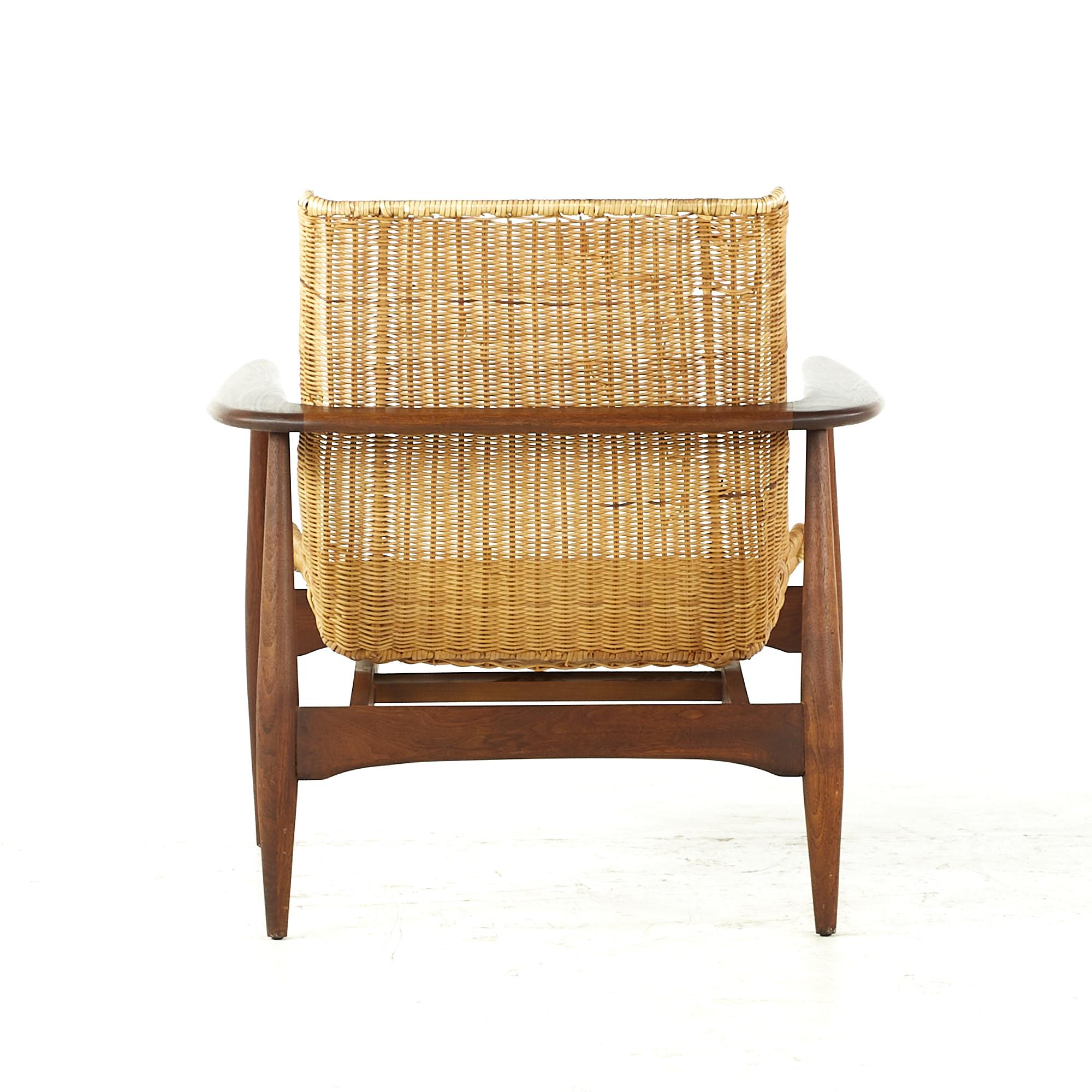 American Lawrence Peabody for Richardson Nemschoff Midcentury Cane Lounge Chair For Sale