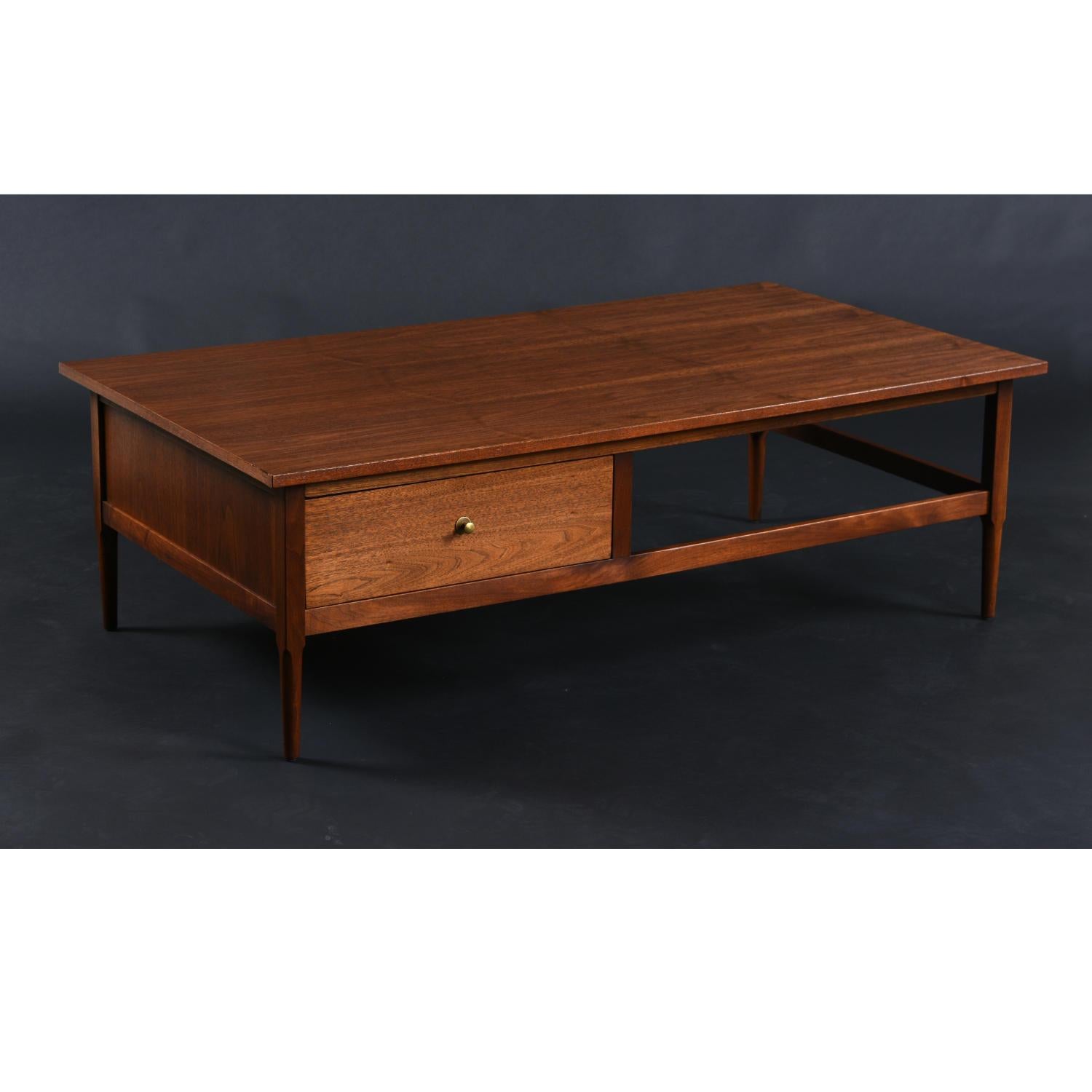 Mid-Century Modern Lawrence Peabody for Richardson Nemschoff Walnut Coffee Table with Drawer For Sale